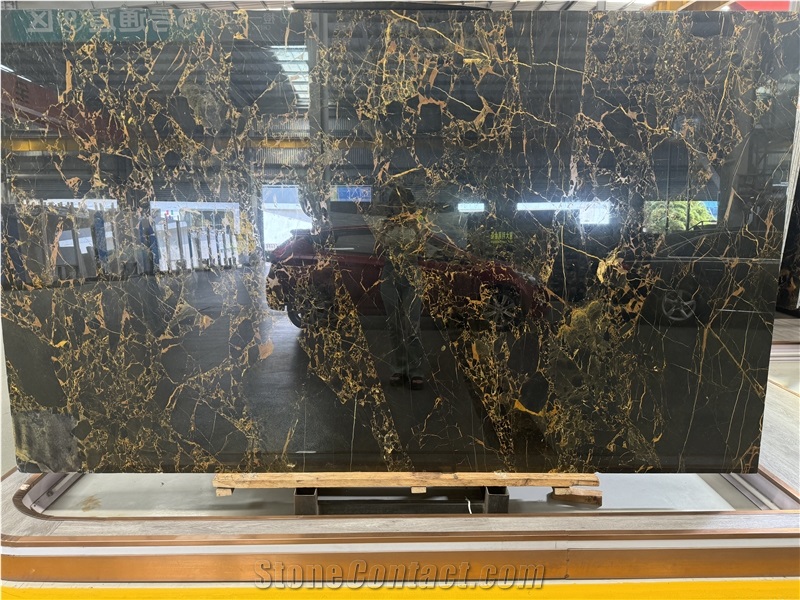 China Athens Portoro Black Marble With Golden Veins  Tiles