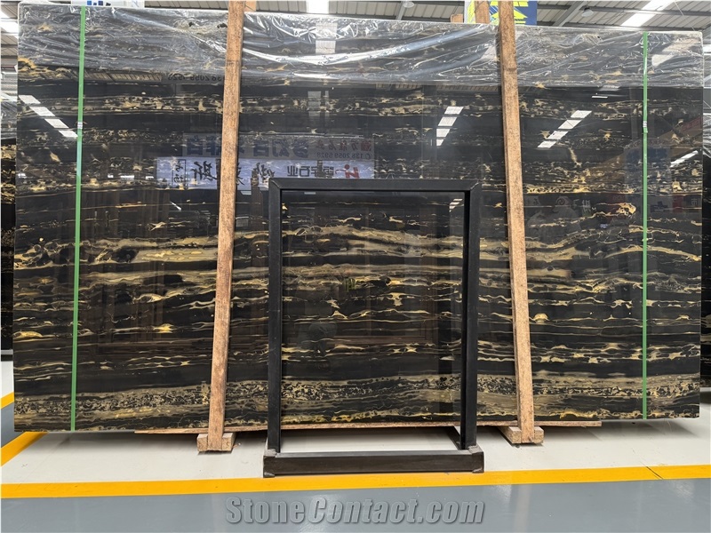 China Portoro Gold Natural Black Marble For Floor  Tiles
