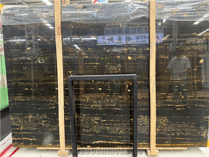 China Portoro Gold Natural Black Marble For Floor  Tiles