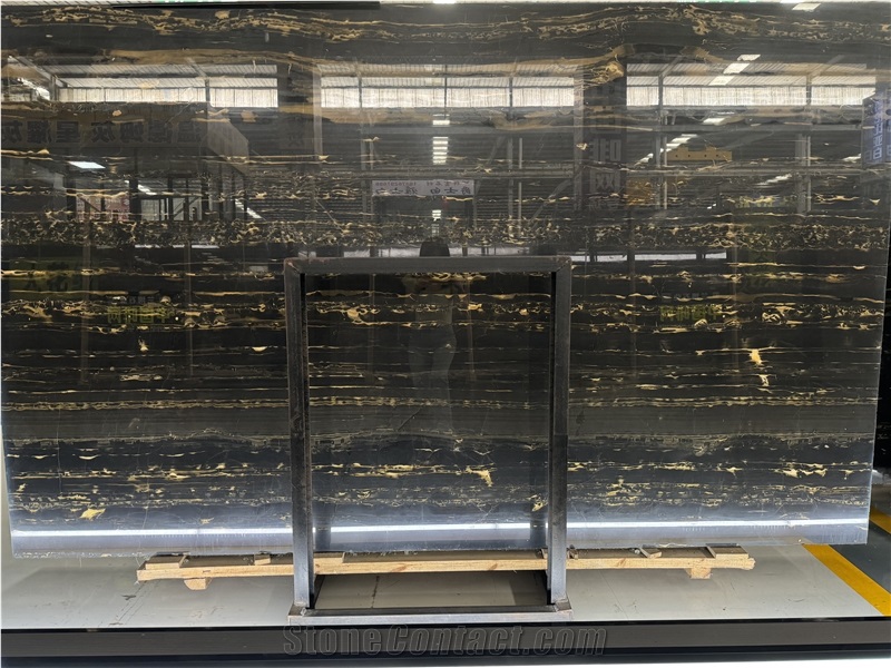 China Portoro Gold Natural Black Marble For Floor  Tiles