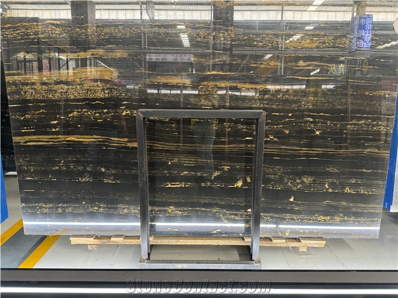 China Portoro Gold Natural Black Marble For Floor  Tiles