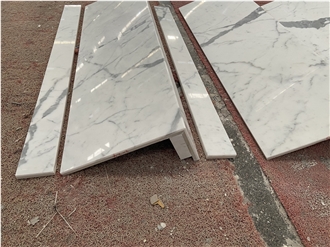 Calacatta White Marble Stairs With Step Under Light  Design