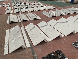 Calacatta White Marble Stairs With Step Under Light  Design