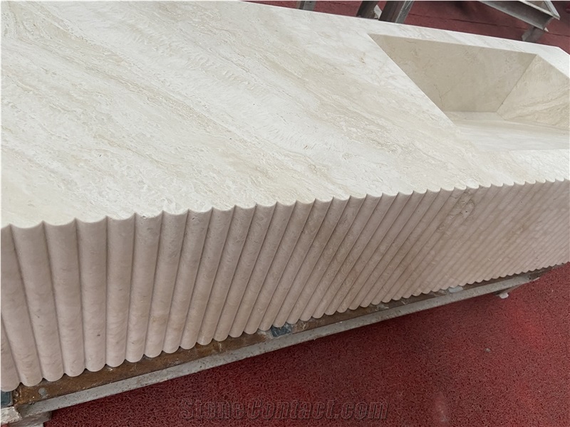 Marble Master Vanity Top Intergrated Sink In Fluted Bath Top