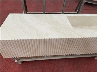 Marble Master Vanity Top Intergrated Sink In Fluted Bath Top