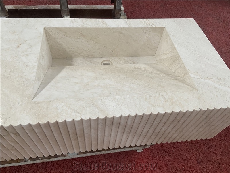 Marble Master Vanity Top Intergrated Sink In Fluted Bath Top