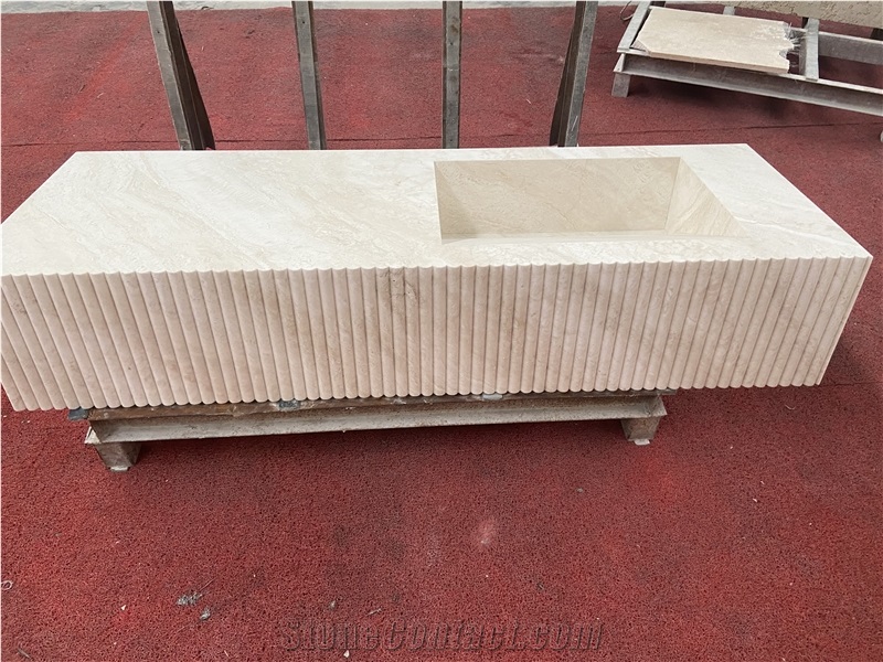 Marble Master Vanity Top Intergrated Sink In Fluted Bath Top