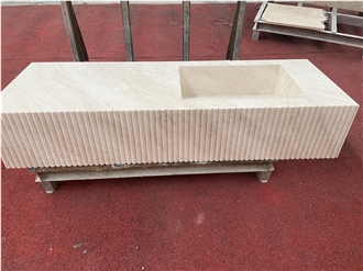 Marble Master Vanity Top Intergrated Sink In Fluted Bath Top
