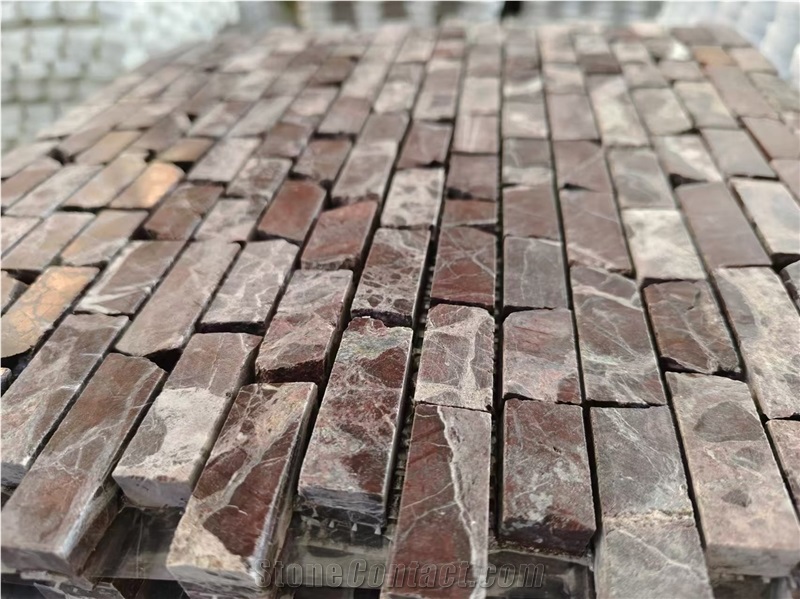 Rosso Levanto Marble Tumbled Mosaic Tiles