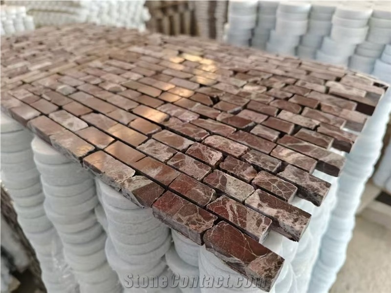 Rosso Levanto Marble Tumbled Mosaic Tiles