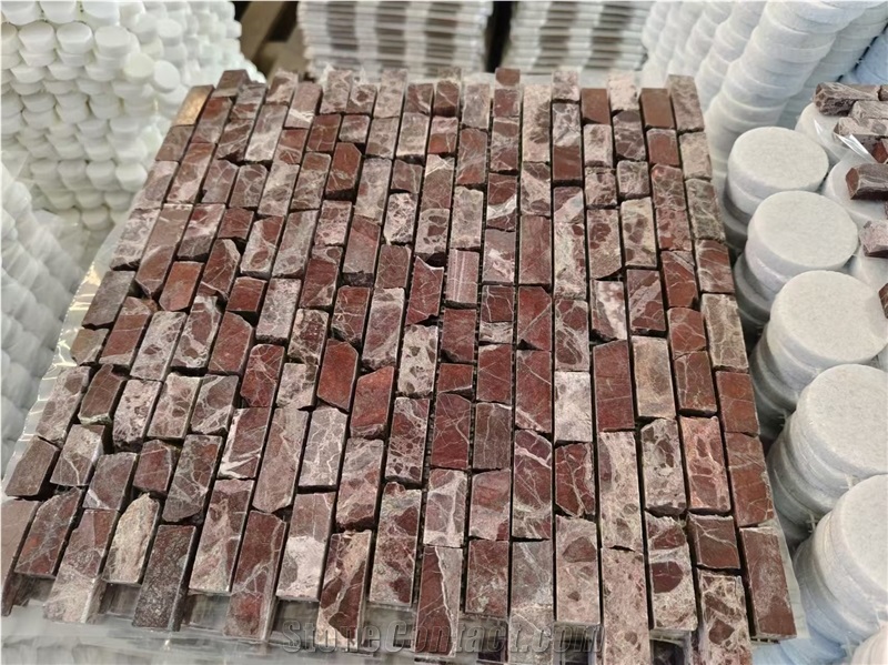 Rosso Levanto Marble Tumbled Mosaic Tiles