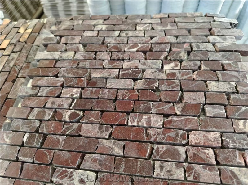 Rosso Levanto Marble Tumbled Mosaic Tiles