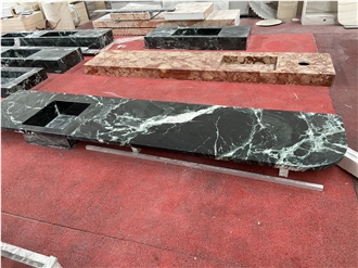 Verde Alpi Marble Integrated With Sink For Vanity Bath Top
