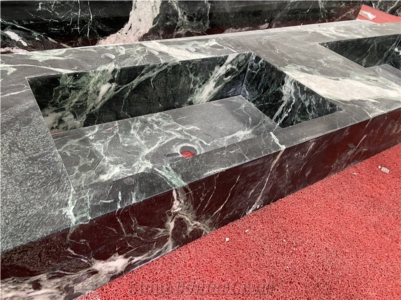 Verde Alpi Marble Integrated With Sink For Vanity Bath Top