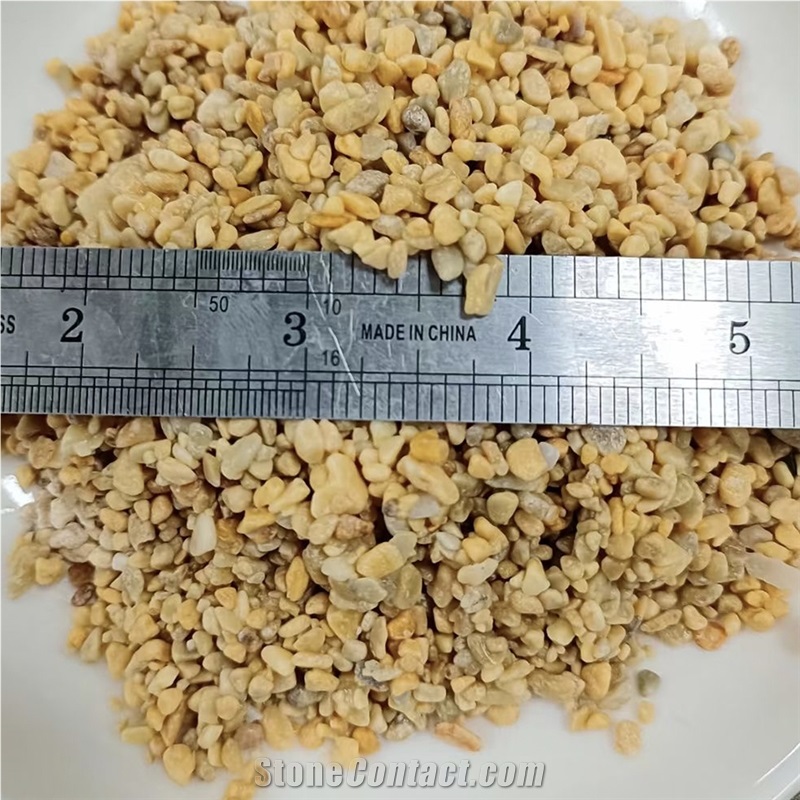 Light And Dark Yellow Crushed Stone, Tumbled Gravel