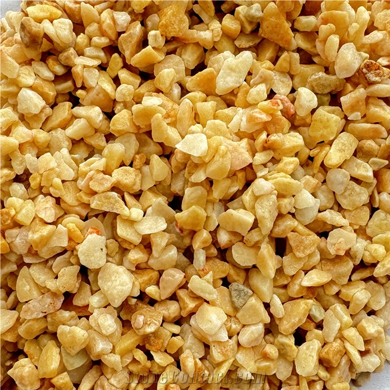 Light And Dark Yellow Crushed Stone, Tumbled Gravel