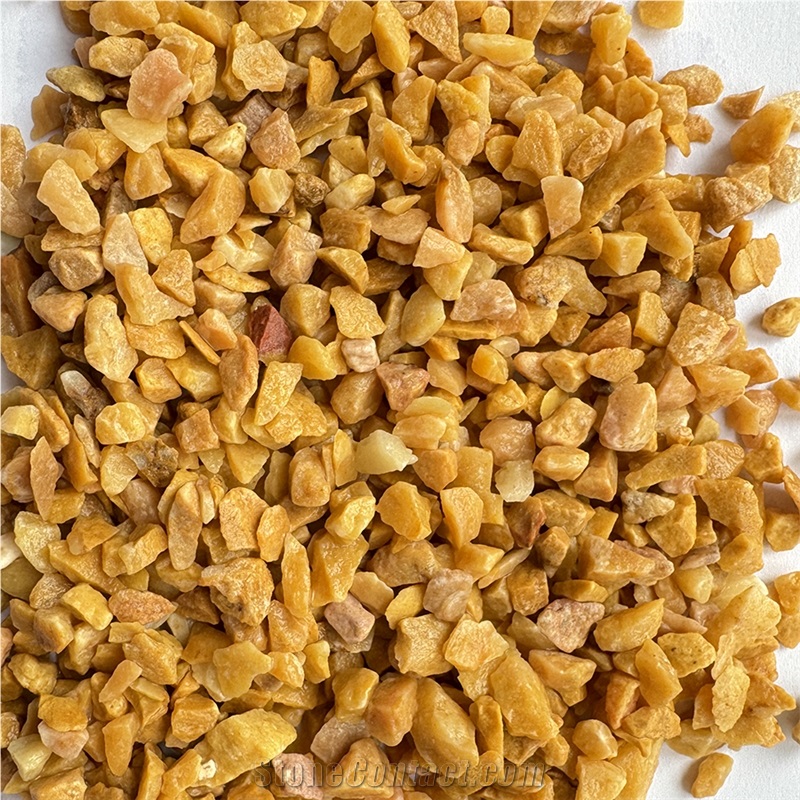 Light And Dark Yellow Crushed Stone, Tumbled Gravel
