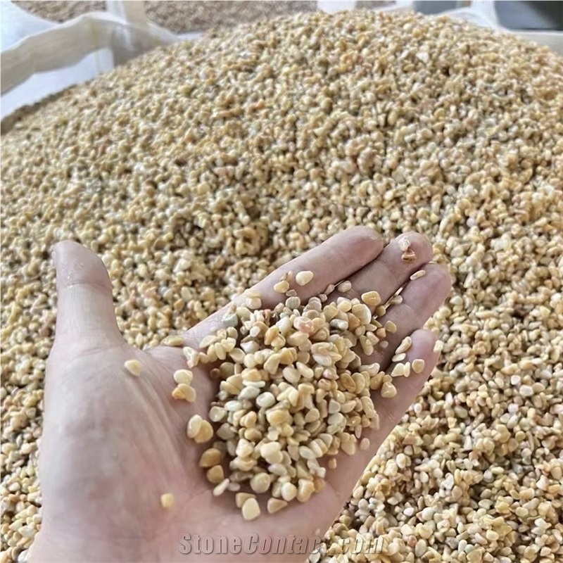 Light And Dark Yellow Crushed Stone, Tumbled Gravel