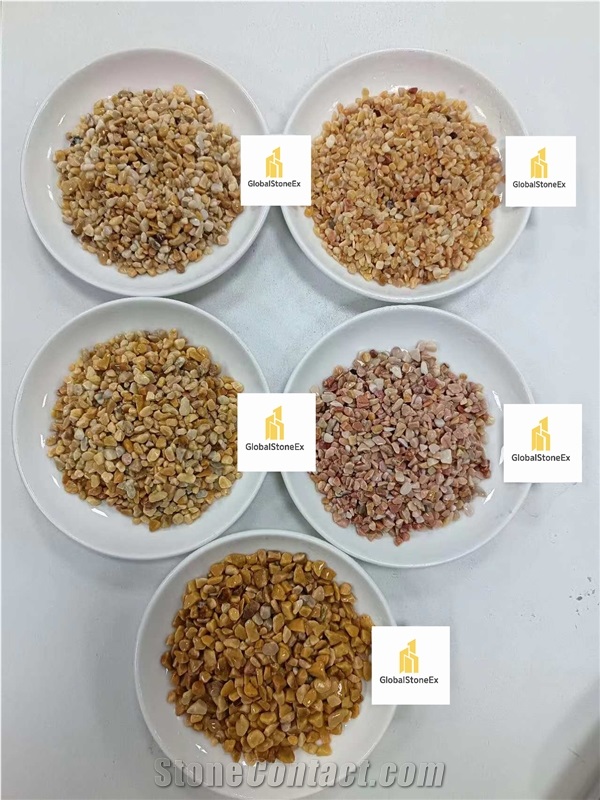 Light And Dark Yellow Crushed Stone, Tumbled Gravel
