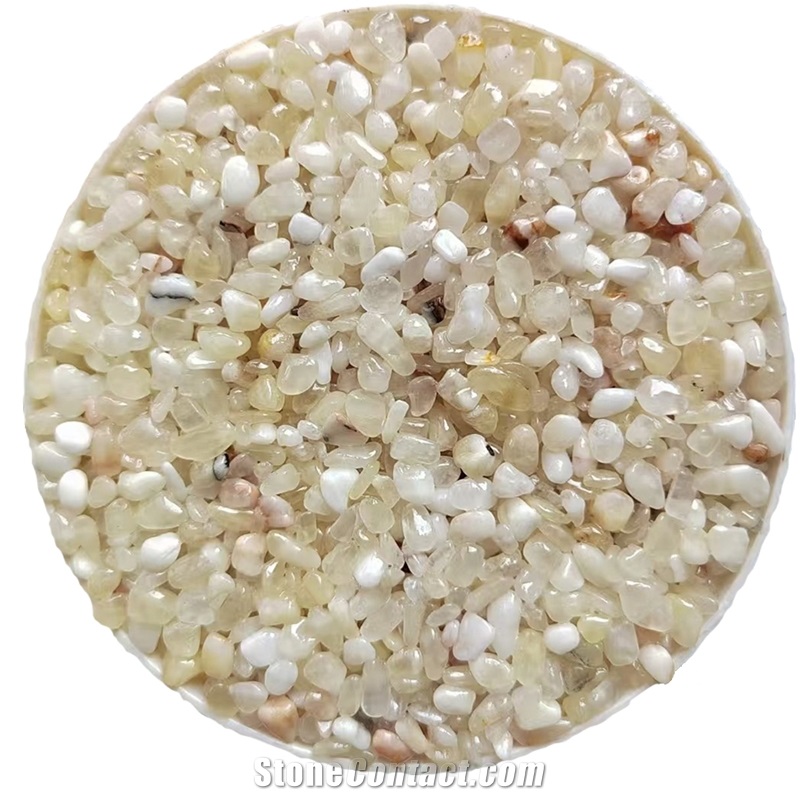 Tumbled Semi White Jade Onyx Crushed Stone,Beige Gravel