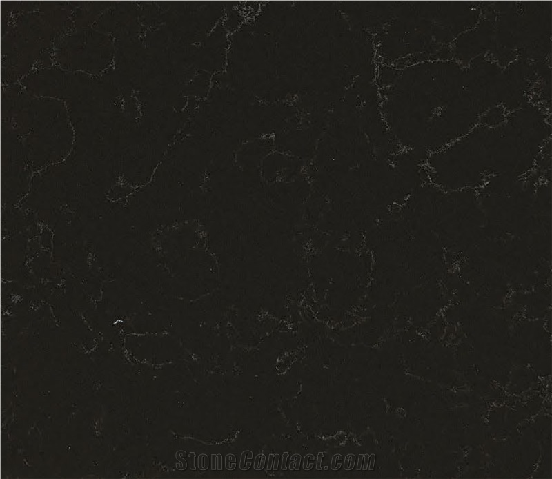 Deep Black Marble Texture Engineering Quartz Slabs