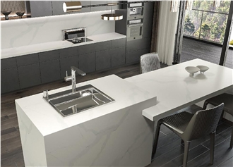 Pure White Artificially Created Marble Texture Quartz Slabs