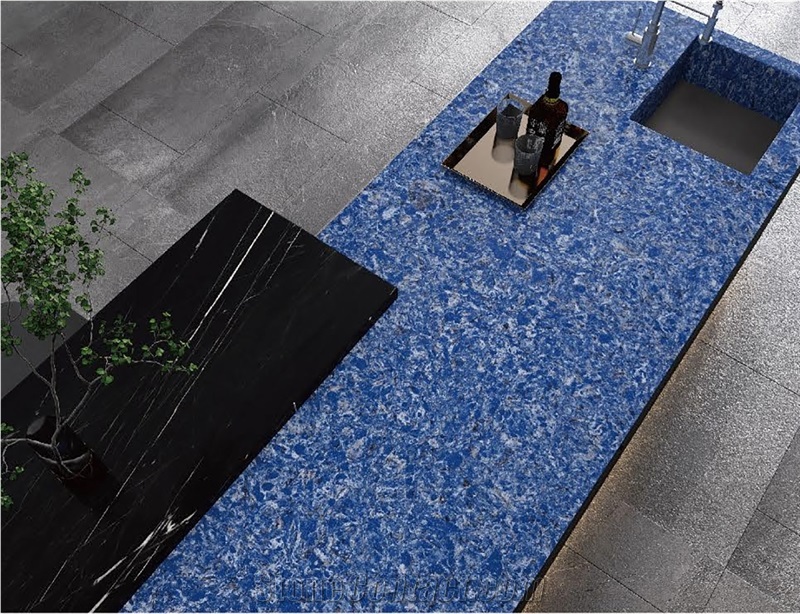 Sky Blue Matte Engineering Quartz Slabs