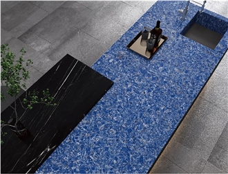Sky Blue Matte Engineering Quartz Slabs