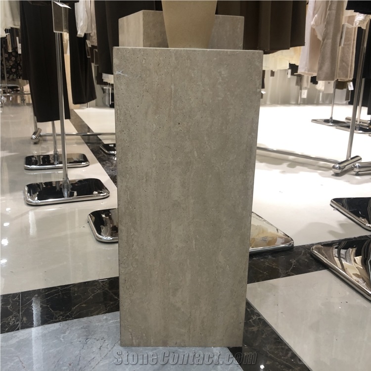 Cuboid Stone Beige Travertine Plinth Furniture