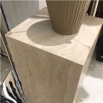 Cuboid Stone Beige Travertine Plinth Furniture