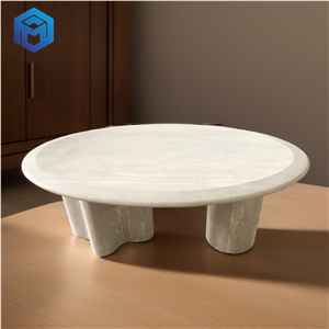 Leisure Life Style White Travertine Coffee Table