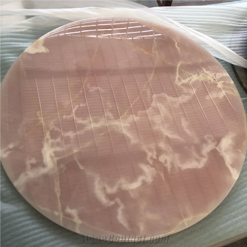 Living Room Decor Luxury Pink Jade Marble Coffee Table