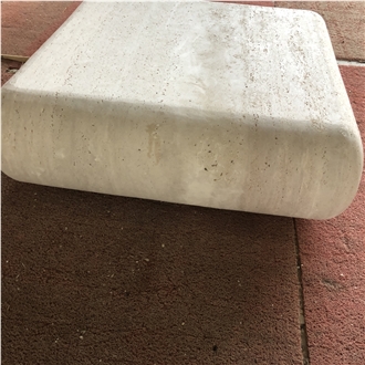 Quilt-Shaped Edges White Travertine Coffee Table