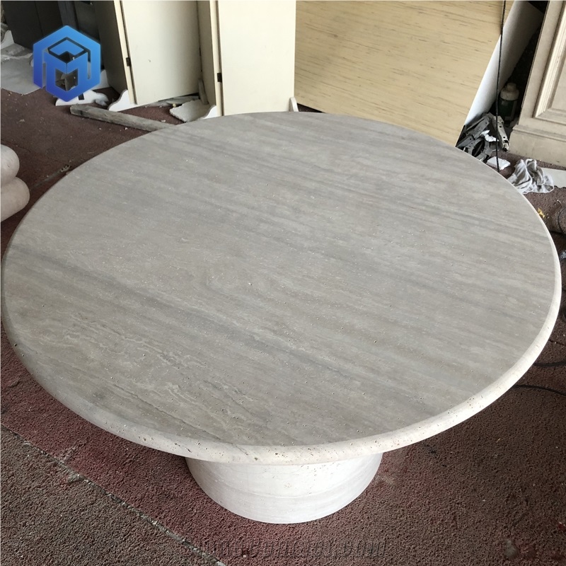 Simple Style Light Travertine Dining Table For Living Room