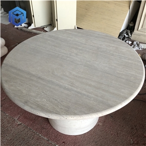 Simple Style Light Travertine Dining Table For Living Room