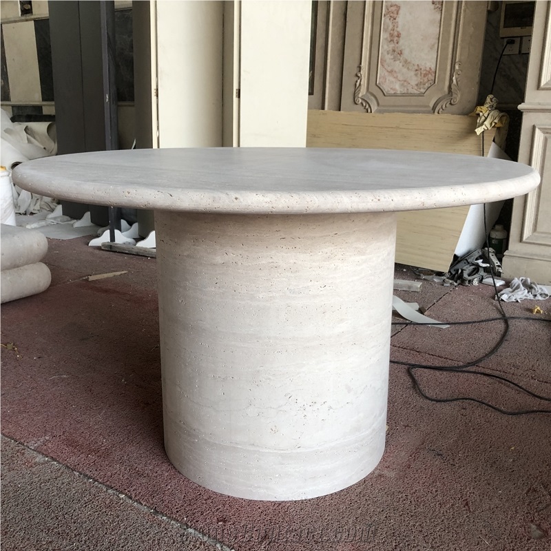 Simple Style Light Travertine Dining Table For Living Room