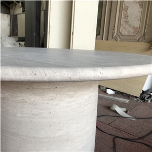 Simple Style Light Travertine Dining Table For Living Room