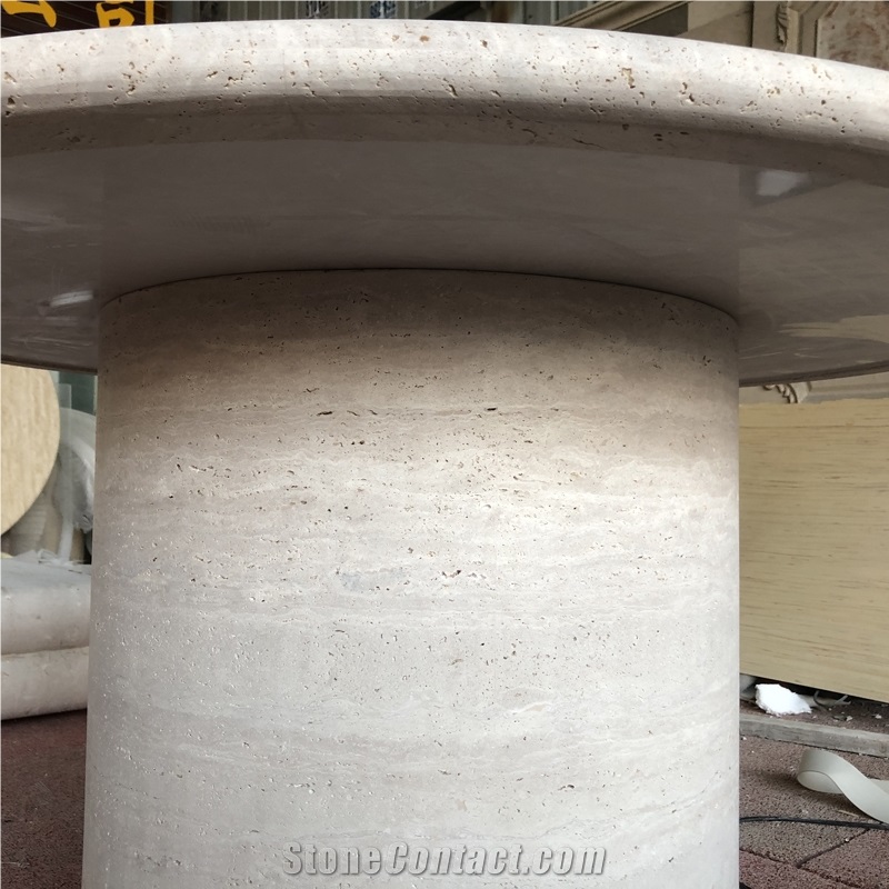 Simple Style Light Travertine Dining Table For Living Room