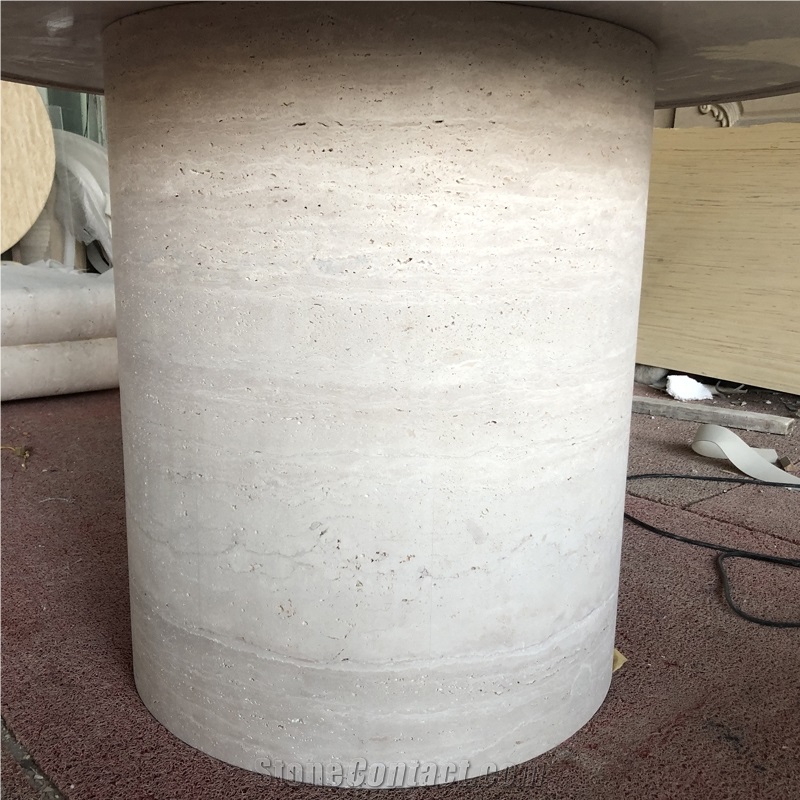 Simple Style Light Travertine Dining Table For Living Room