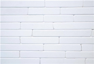 Tumbled White Thasos Marble Wall Brick 5 Cm