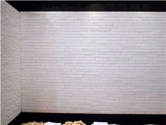 Tumbled White Thasos Marble Wall Brick 5 Cm