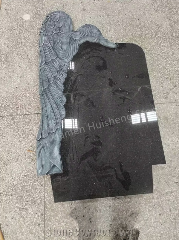 Black Granite  Engraved Headstone