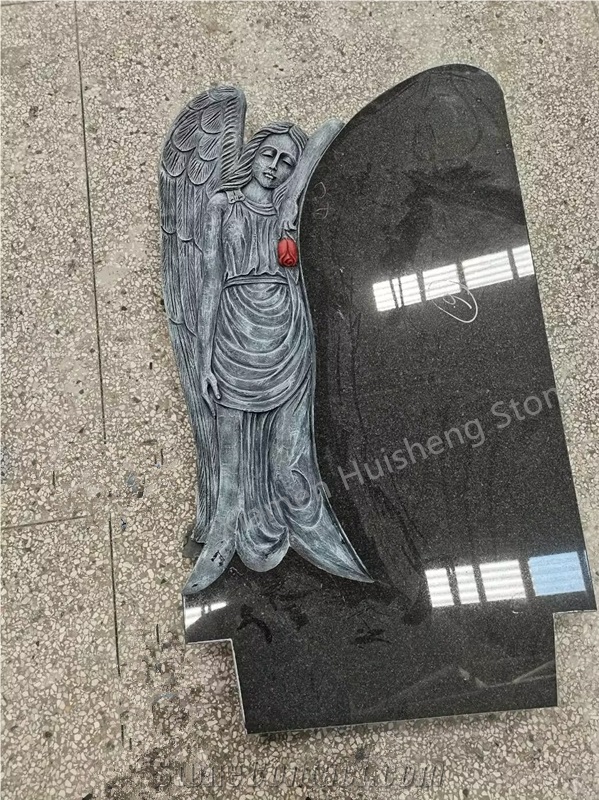 Black Granite  Engraved Headstone