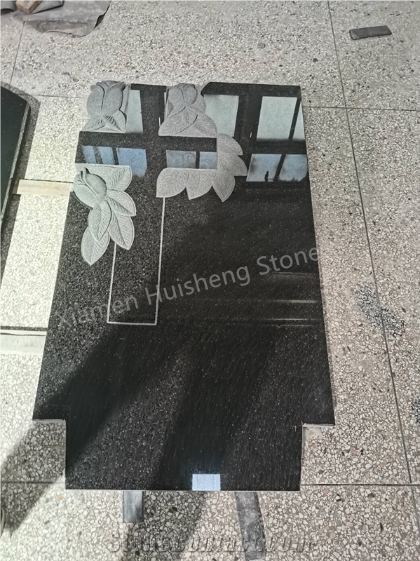 Black Granite  Engraved Headstone