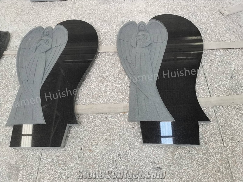 Black Granite  Engraved Headstone