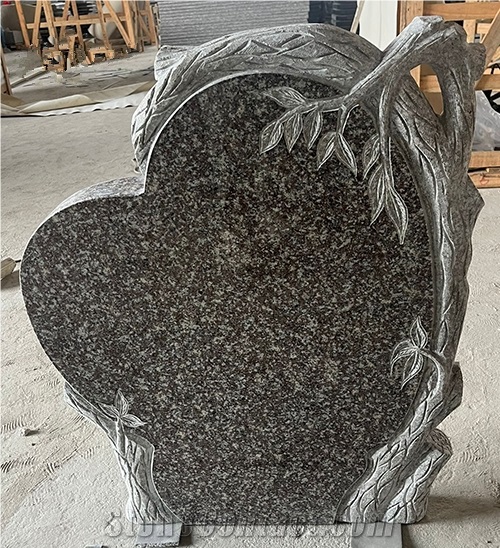 G664 Granite Heart Gravestone