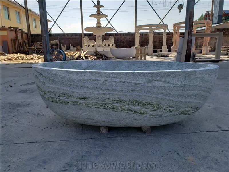Stock Cheaper Natural Green Marble Stone Bathtub