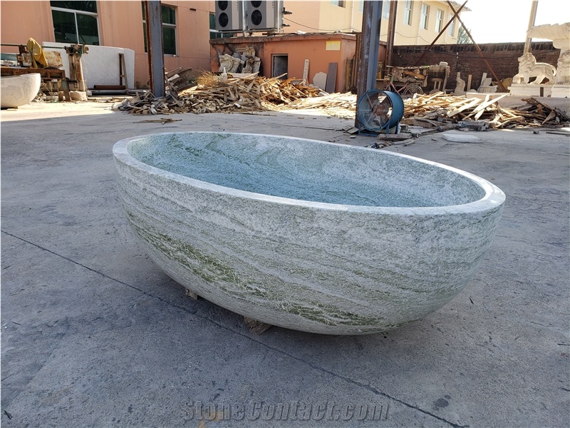 Stock Cheaper Natural Green Marble Stone Bathtub