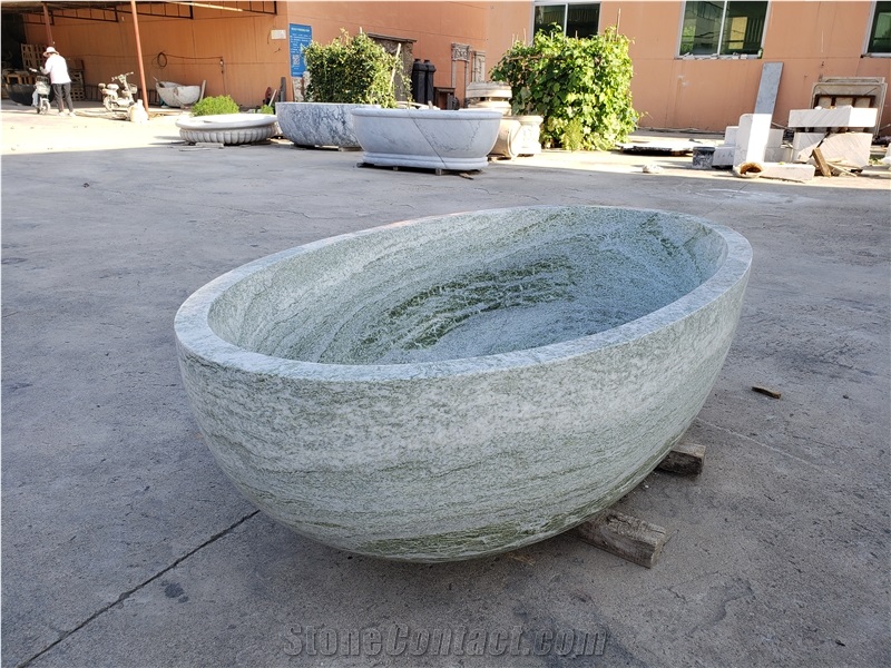 Stock Cheaper Natural Green Marble Stone Bathtub