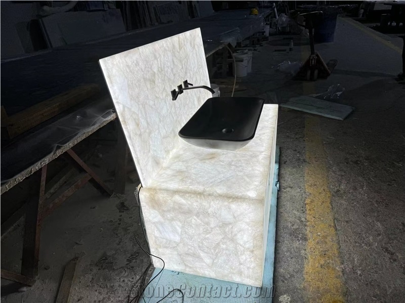 Crystal White Quartzite Vanity Top Bathroom Countertop